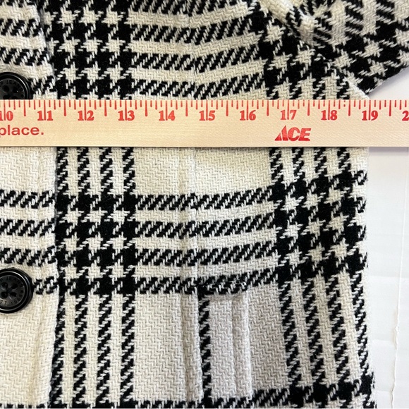 Gap Cropped Wool Blend Tweed Pea Coat Jacket Women’s Sz M Plaid Houndstooth - Picture 5 of 8